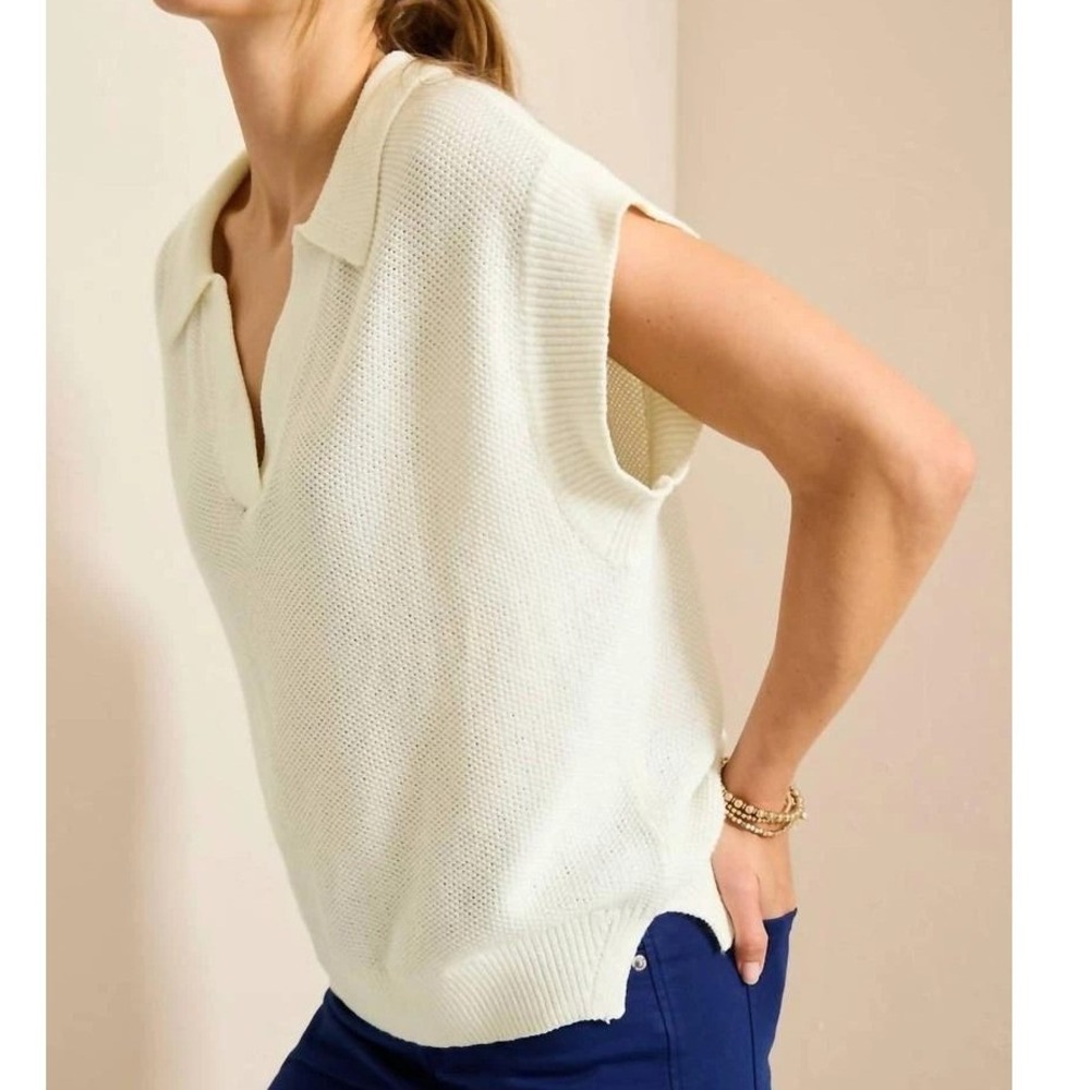 Tommy Bahama Pebble Stitch Collar Sweater Coconut XL New With Tags